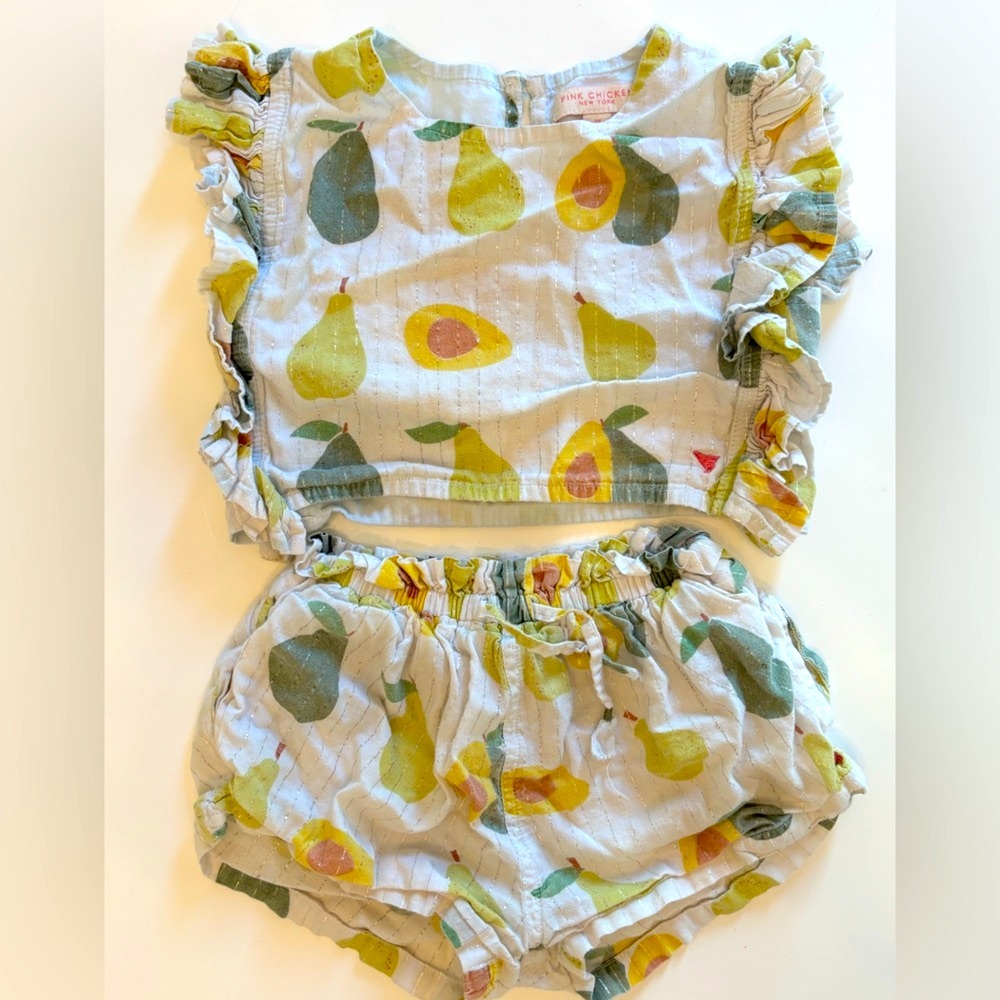 Pink Chicken Avocado Shorts Set